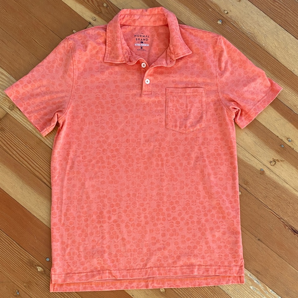 The Normal Brand Active Puremeso Coral Polo Shirt‎ Medium